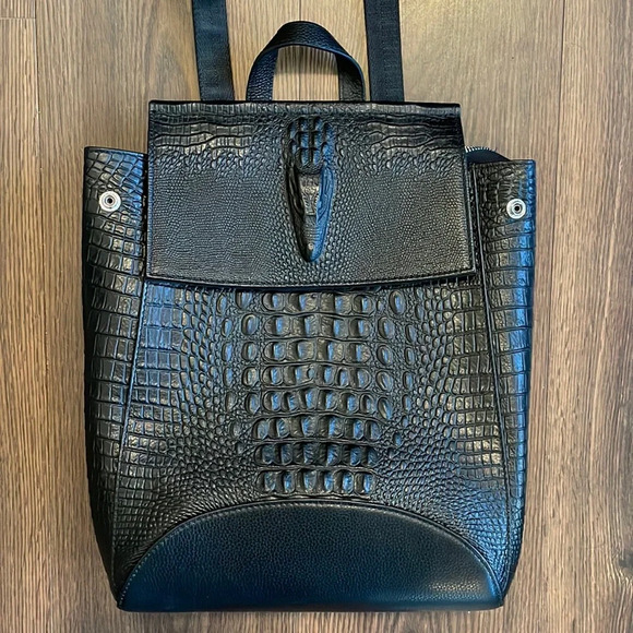 Handbags - Coolcy | Alligator Embossed Leather Backpack Bag
